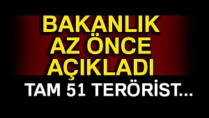İÇİŞLERİ BAKANLIĞI: 'SON BİR HAFTADA 51 TERÖRİST ETKİSİZ HALE GETİRİLDİ'