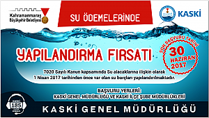 SU ÖDEMELERİNDE YENİ YAPILANDIRMA FIRSATI