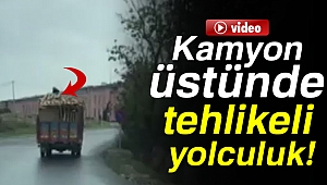 Kamyon üstünde tehlikeli yolculuk
