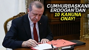 Cumhurbaşkanı Recep Tayyip Erdoğan 10 kanunu onayladı