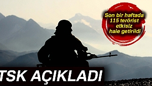 TSK: Son bir haftada 115 terörist etkisiz hale getirildi