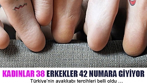 Kadınlar 38 erkekler 42 numara giyiyor