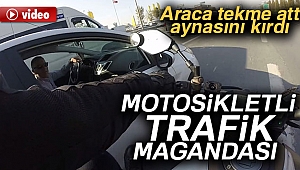 Trafikte terör saçan motosikletli kamerada