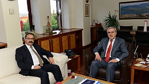 GAÜN REKTÖRÜ PROF. DR. ALİ GÜR, REKTÖRÜMÜZ PROF. DR. NİYAZİ CAN’I ZİYARET ETTİ