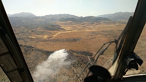 NURHAK’TA YANGIN HELİKOPTERLE SÖNDÜRÜLDÜ 