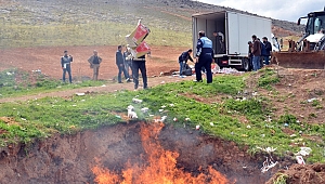 KAÇAK SİGARA VE TÜTÜNLER YAKILARAK İMHA EDİLDİ 