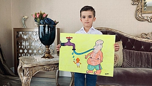 Kahramanmaraş'ta 7 yaşındaki minik karikatürist il birincisi oldu