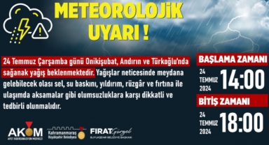 3 İlçede Sağanak Yağış Etkili Olacak!