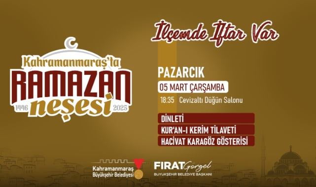 “İlçemde İftar Var”5 Mart’ta Pazarcık Buluşmasıyla Devam Edecek