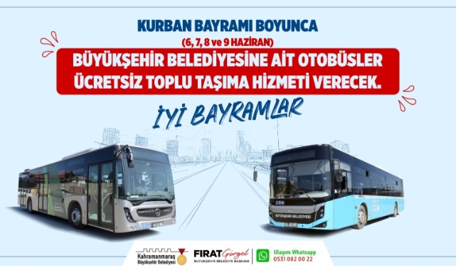 Bayram SüresinceBüyükşehir Belediye Otobüsleri Ücretsiz!