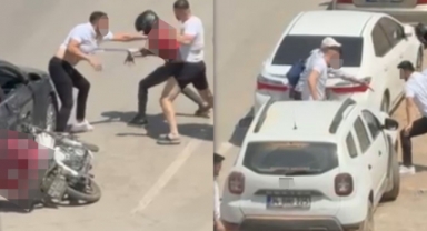 Otomobilden İnen Şahıslar, Motokuryeyi Tekme Tokat Dövdü