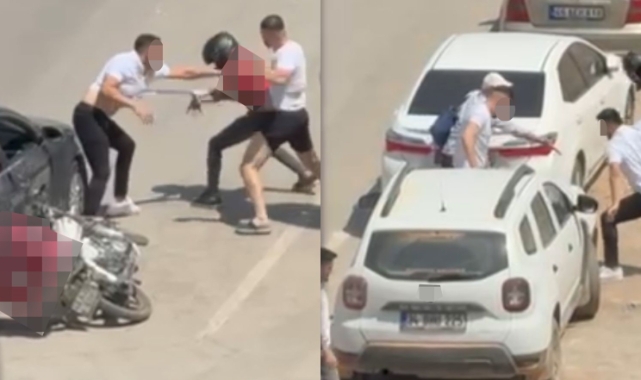 Otomobilden İnen Şahıslar, Motokuryeyi Tekme Tokat Dövdü