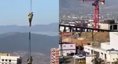 Görevimiz Tehlike: İşçi Şantiyeye Vinçle İndi