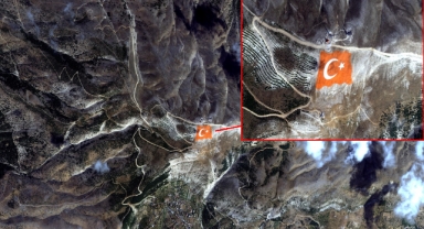 Ahır Dağı'ndaki Dev Türk Bayrağı Göktürk-1 Uydusunun Kamerasında