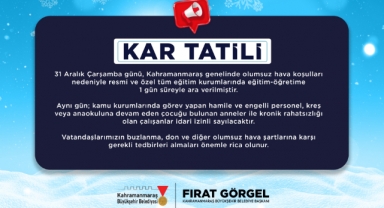 31 Aralık’ta Eğitime 1 Günlük Kar Arası!