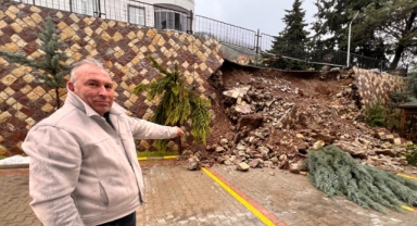 Şiddetli Yağış Sonrası İstinat Duvarı Çöktü