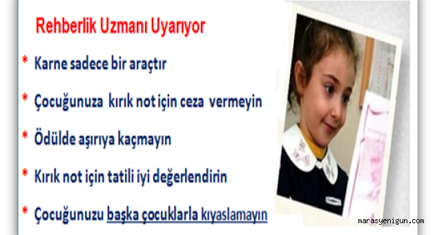 Veliler Dikkat! Karne Başarıya Ulaşmada Sadece Bir Araçtır.