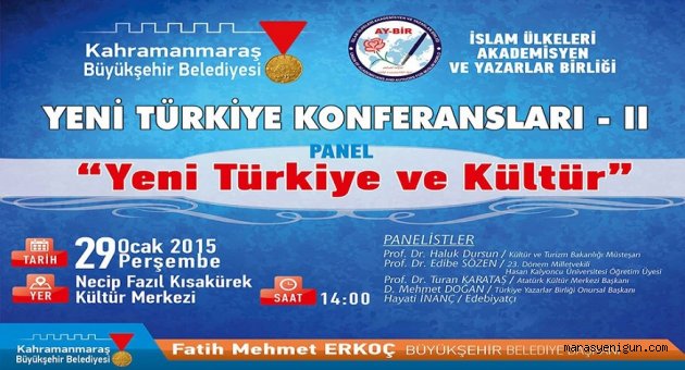YENİ TÜRKİYE VE KÜLTÜR PANELİ 29 OCAK’TA